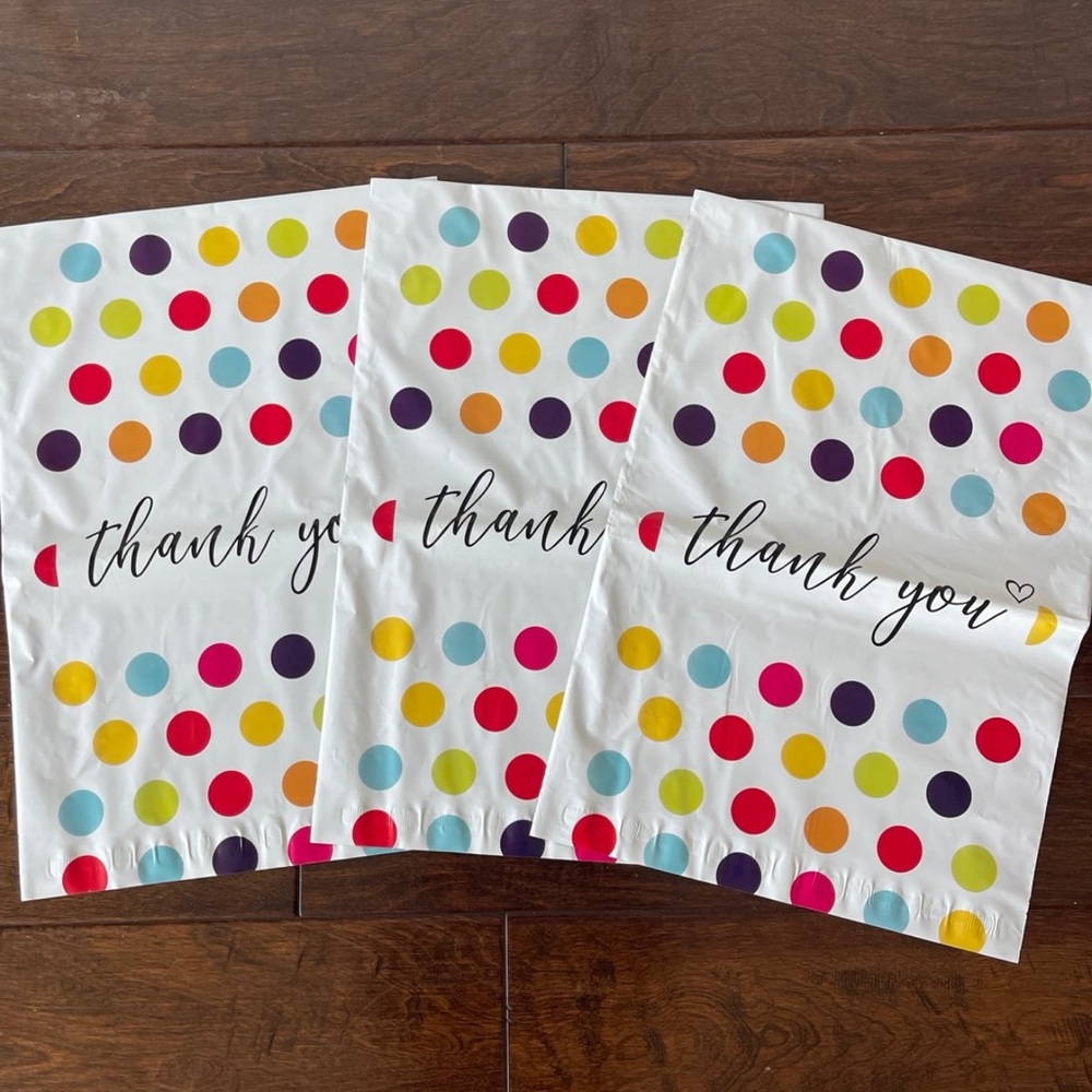 20 Pack - 12x15.5” Large Colorful Polka Dot Thank You Poly Mailers